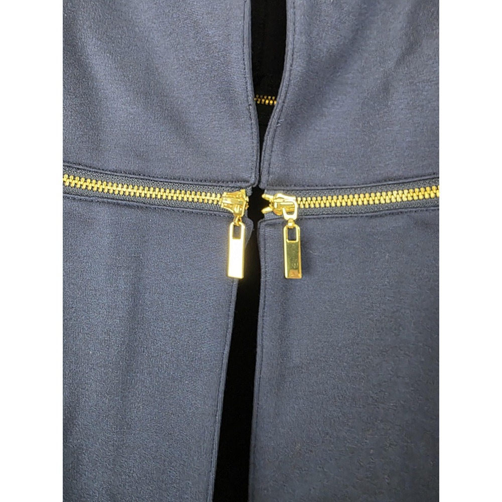 Iman Jacket Womens Small Navy Blue Convertible Gold Zip Off Stretch Open Blazer - Picture 2 of 16